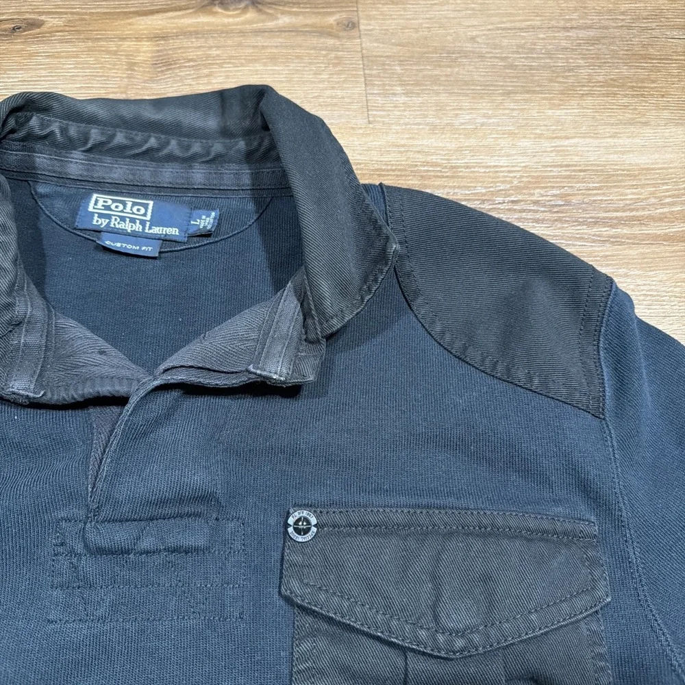 Polo Ralph Lauren Men's LARGE Bleecker Cup Navy Long Sleeve‎ Rugby Special Issue
